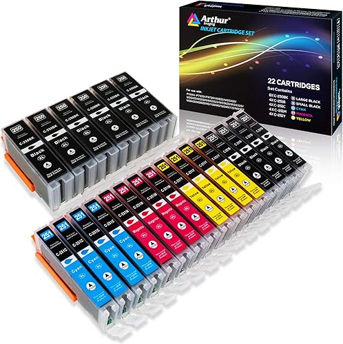 Arthur Imaging paquete de 28 repuestos de cartuchos de tinta compatibles para 250XL, 251XL (12 grandes de color negro, 4 pequeños de color negro, 4