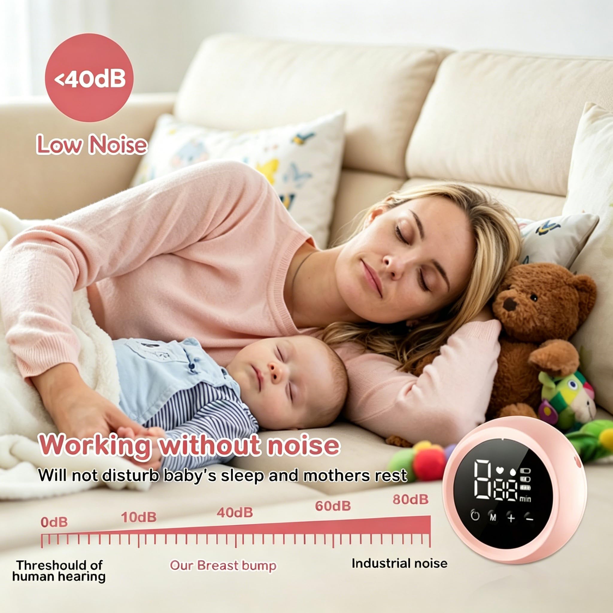 Sacaleches Eléctricos Doble, 3 Modos y 9 Niveles de Succión con Pantalla LED, Saca Leche Materna Electrico para viajes y hogar