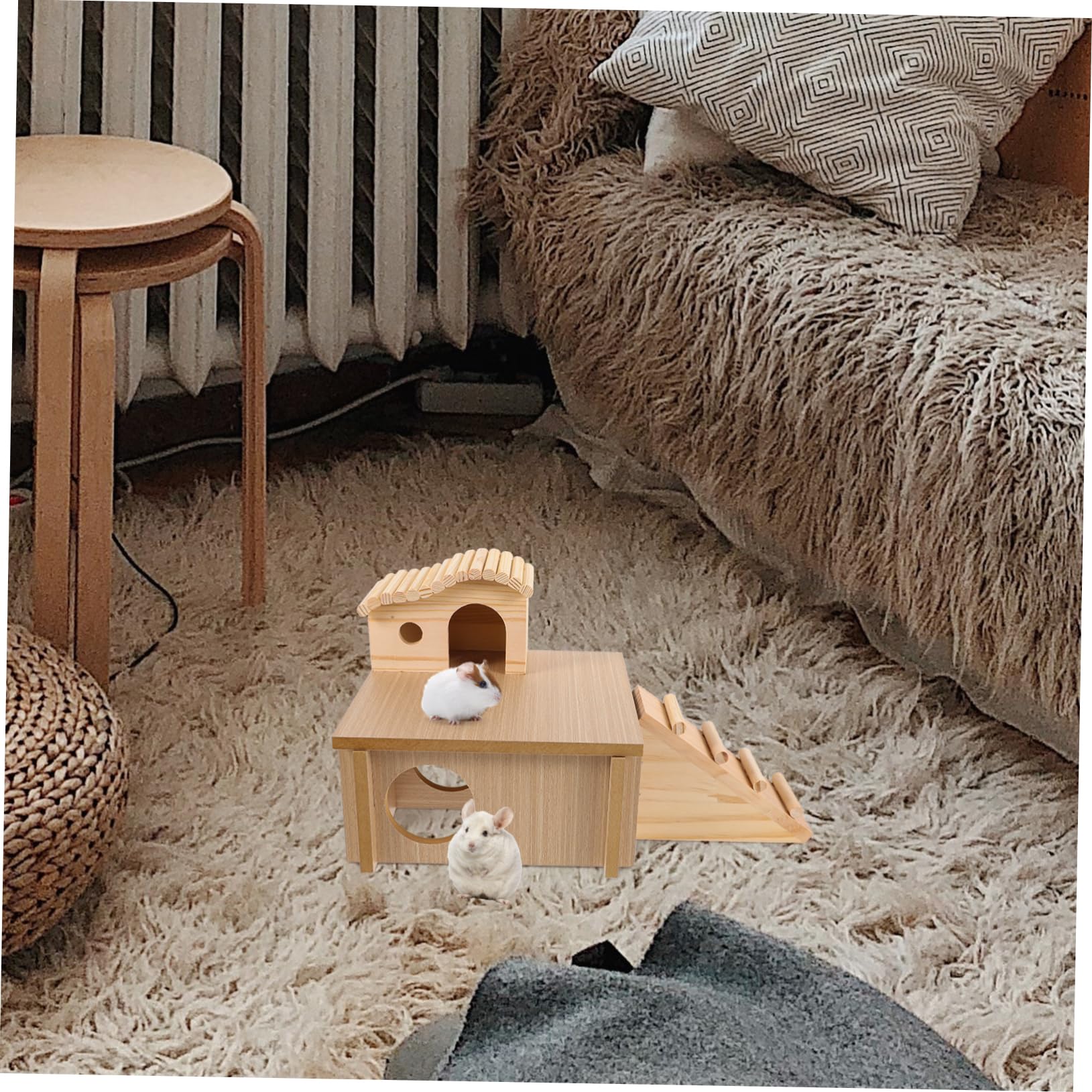 Toddmomy Hamsterbrücke mit Leiter Lustiges Hamsterspielzeug und Kleines Versteck für Hamster Haustierversteck für Käfig