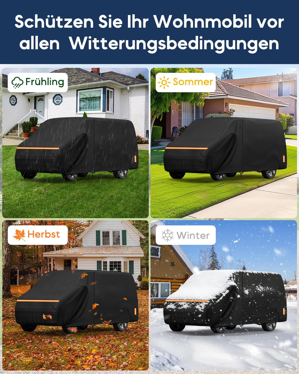 Copertura Camper per VW T4 T5 T6 Telo Copri Camper 420D Oxford Impermeabile Traspirante con Cerniere Sigillate 530 × 190 × 199 cm