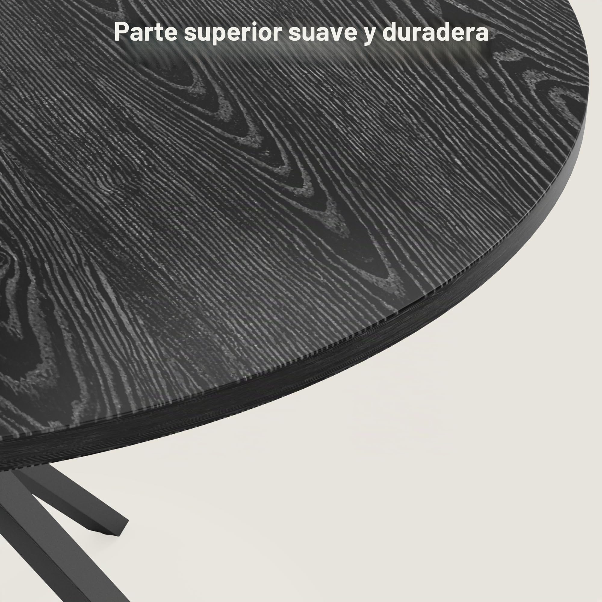 Xbro Conjunto Mesa y 4 sillas de Comedor，Mesa de Comedor Redonda para Comedor Cocina Salón, Estructura Resistente para Espacios Pequeños y Grandes, Negro
