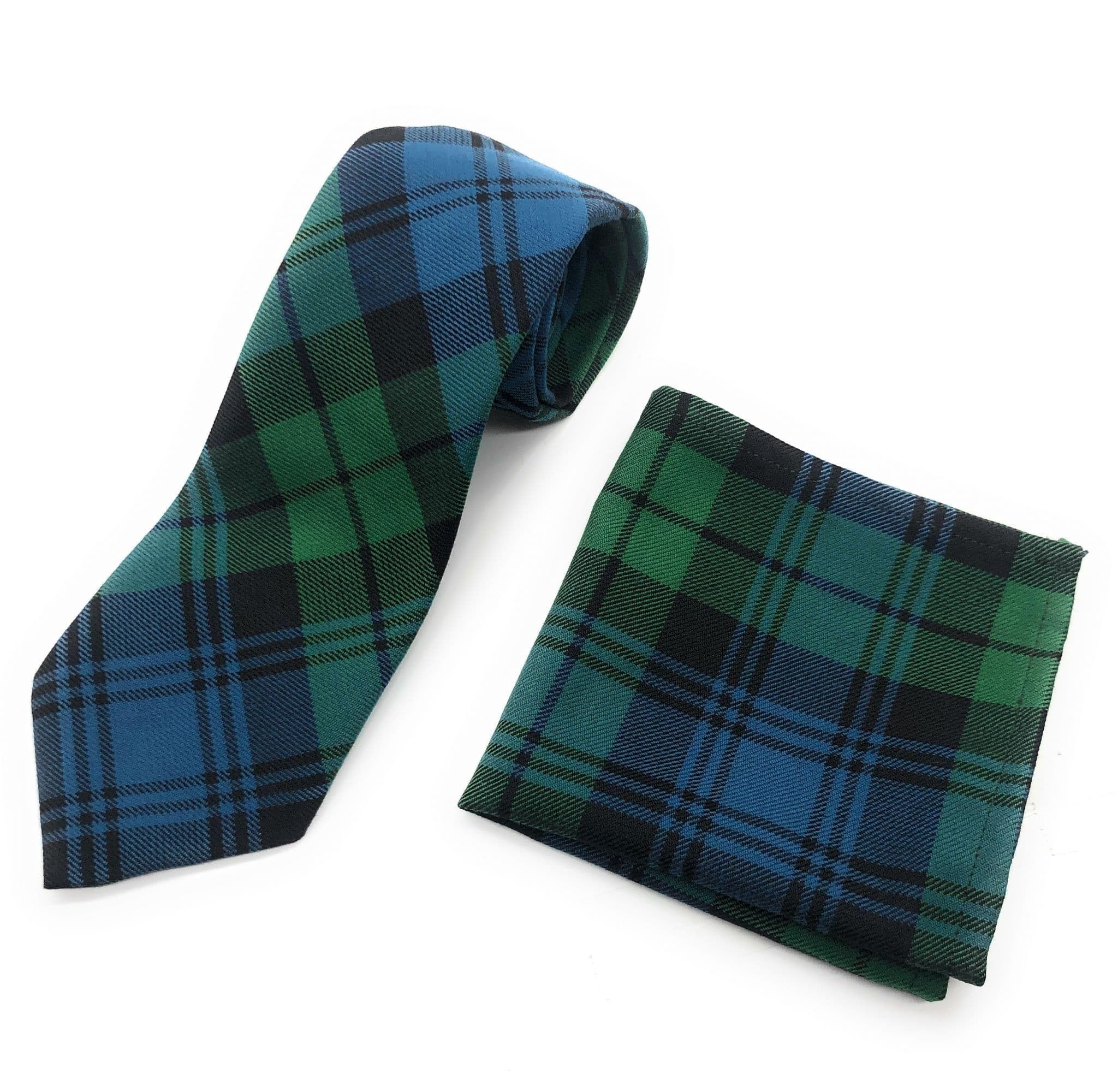 Scottish Essence Unisex Campbell Ancient Men's Tartan Neck Tie And Pocket Square Set, Matching Pattern (Campbell Ancient)