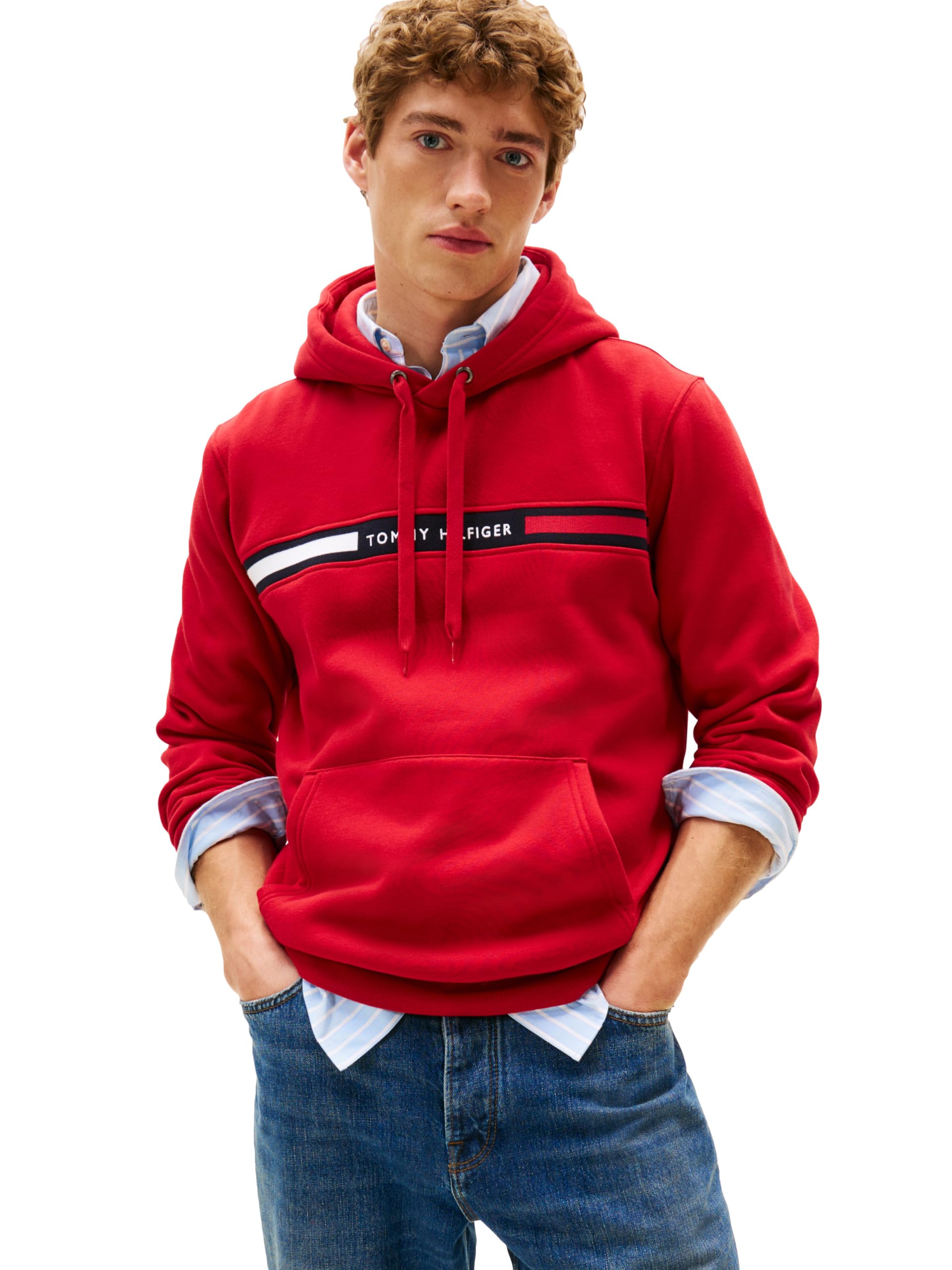 Tommy Hilfiger Hoodie Hombre Chest Insert con Bolsillo Canguro