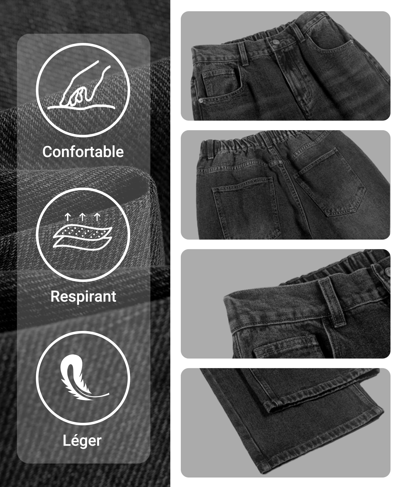 Jean Baggy Homme Pantalon Homme Y2K Streetwear Pantalons en Denim décontractés Multipoches