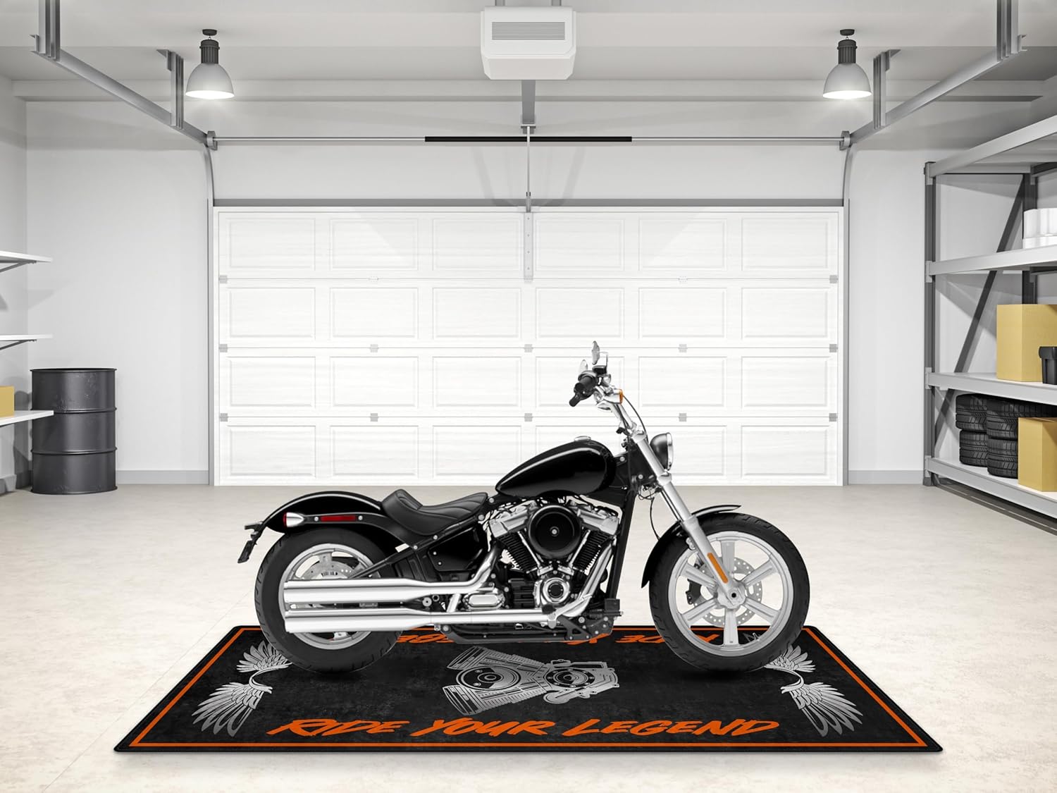 Garage Mat with Ride Your Legend Lettering Chopper, Cruiser and Custom Motorcycles, Parking Mat, Washable Non-Slip Garage and Showroom Floor Carpet | Size 1 : 86.6 x 39.4/220 x 100 cm