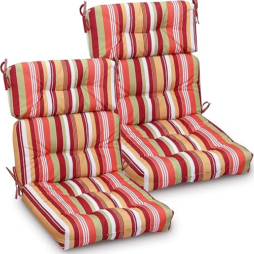 Geelin Cojín de respaldo alto para silla de patio para interiores y exteriores, cojines de respaldo copetudo, almohadillas mecedoras de patio, Rojo