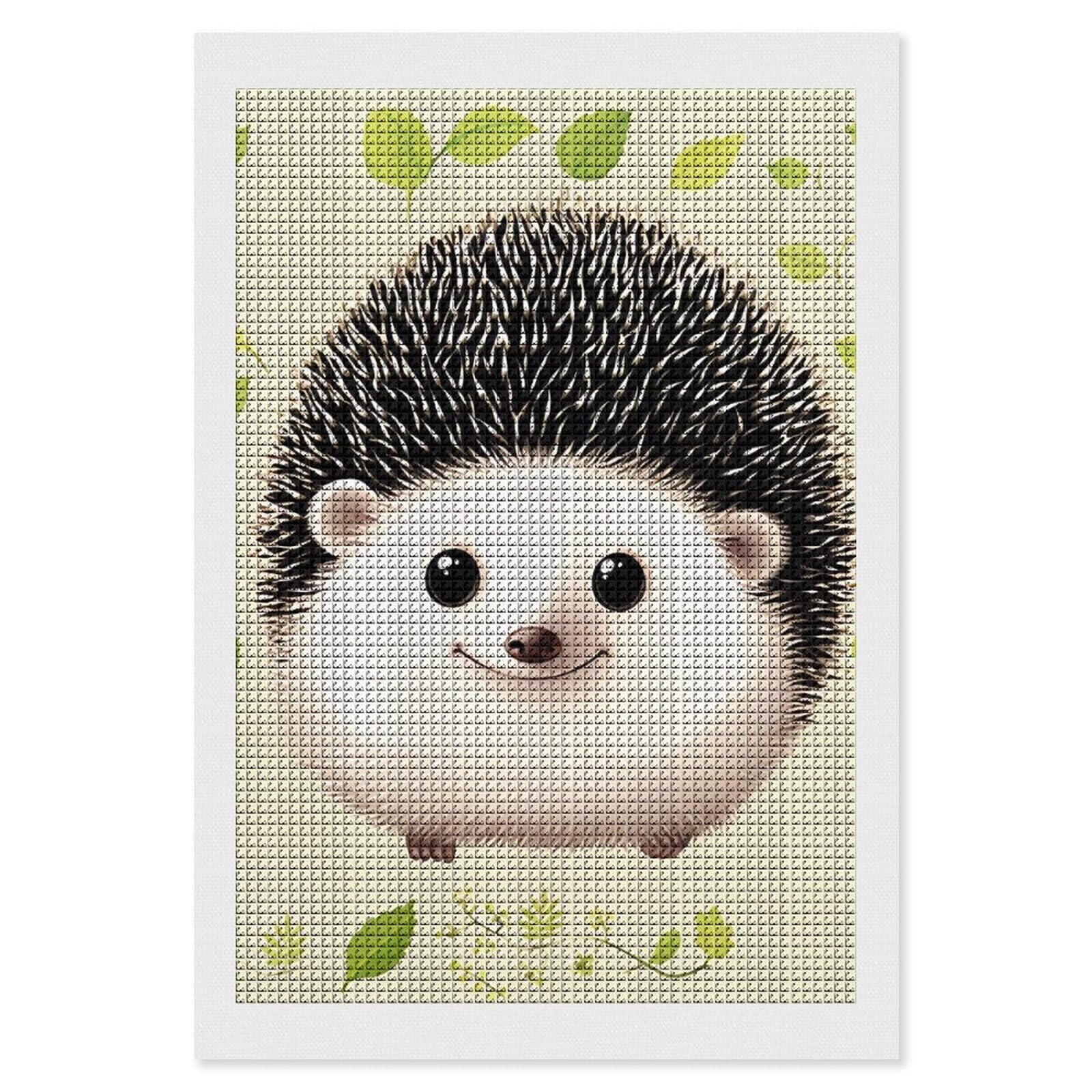 Cute Hedgehog Diamond Art Kits for Adults, DIY 5D Diamonds Painting Kits for Beginner, Round Full Drill Diamond Dots Painting, 8"x12" Diamonds Pictures Gem Art and Crafts Wall Decor