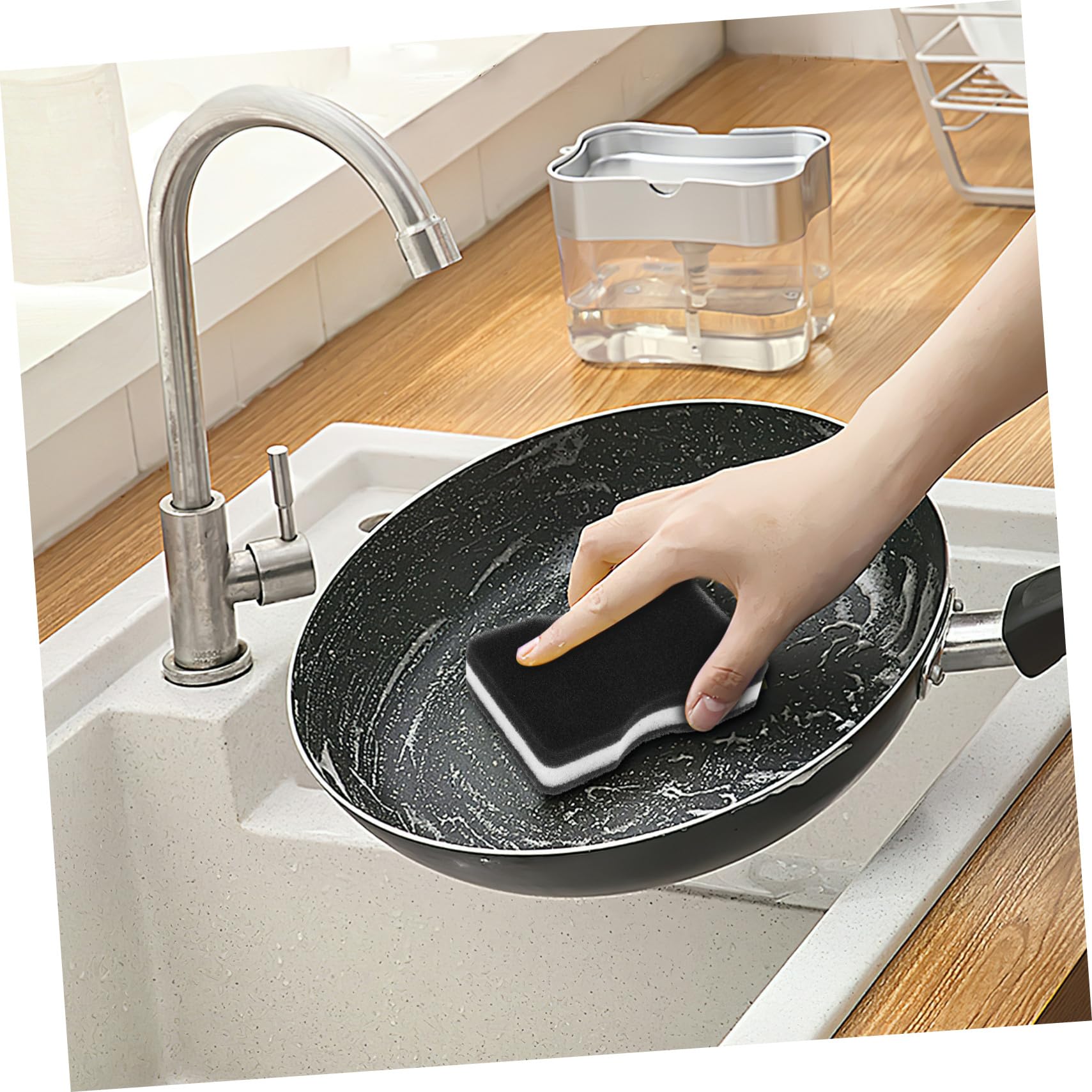 HAPINARY 10pcs Kitchen Scrubber Sponge Double Sided Dishwashing Sponge Pad Natural Material Easy to Grip Scrubbing Surface for Tough Messes