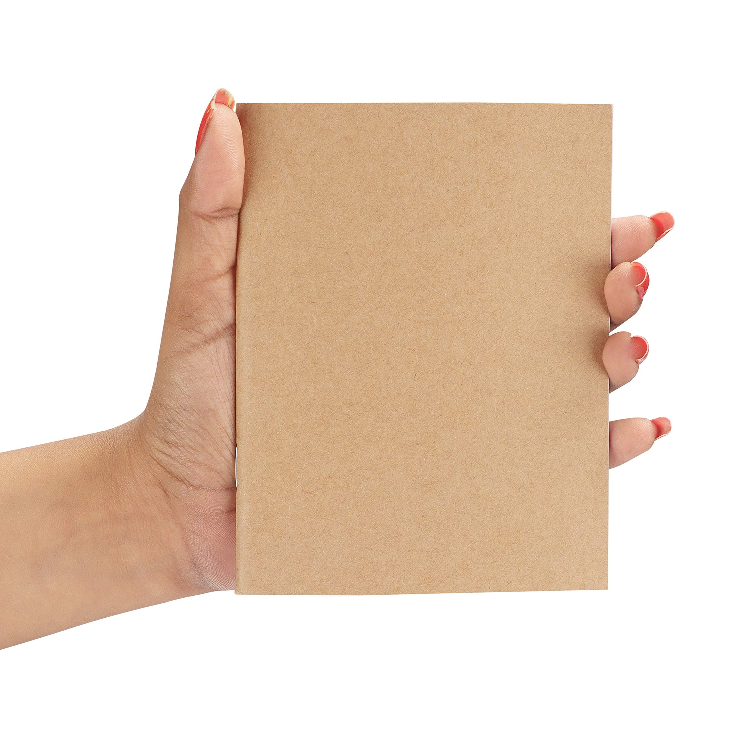 BELLE VOUS Set 48 Quaderno Appunti Kraft Copertina Marrone A6 10,5 x 14 cm 24 Pagine Bianchi Quadrati per Viaggi Ufficio