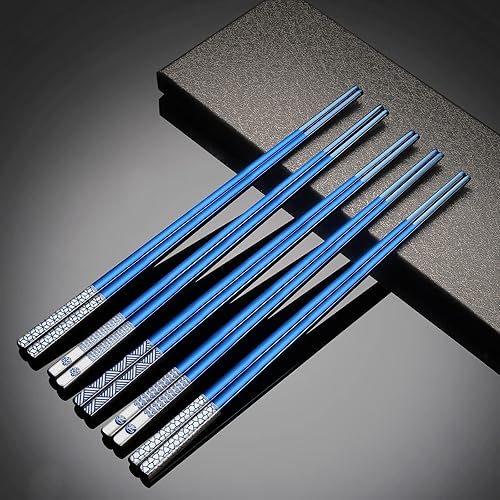 Miniatura 7 de Palillos de metal reutilizables de acero inoxidable 188 grabados con láser, palillos de titanio de alta calidad, aptos para lavavajillas, ligeros,