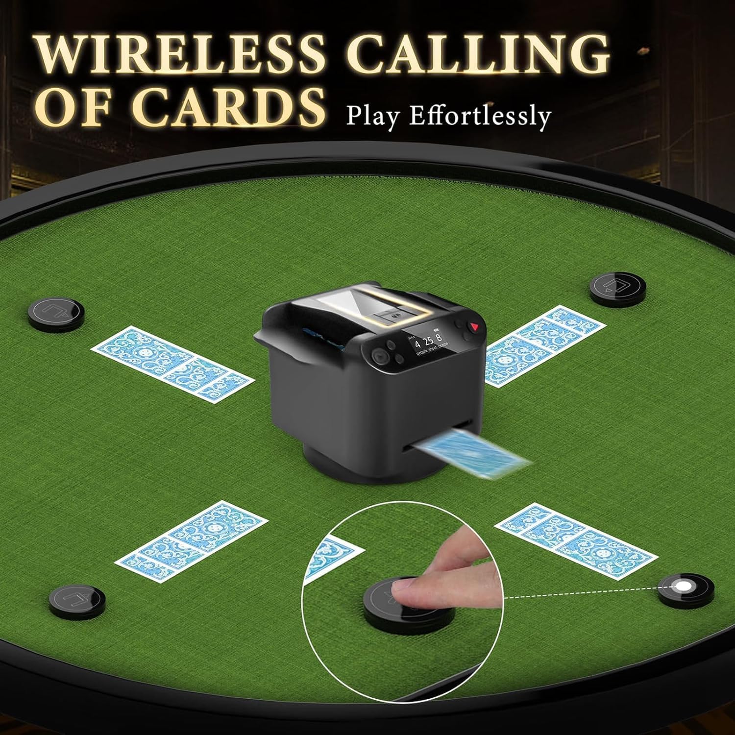 Automatyczna maszyna do tasowania kart, do kart do gry 2 talie 360 ​​obrotowa karta USB do ładowania Texas Holdem, gra karciana Uno, Blackjack,Black