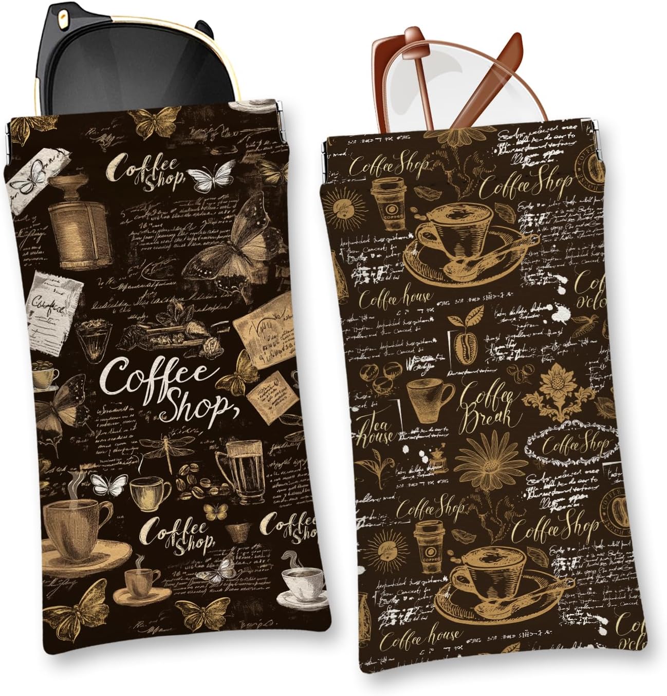 Eyeglasses Sunglasses Case PU Soft Squeeze Top Glasses Pouch for Women Men,Animal Pattern Portable Anti Scratch