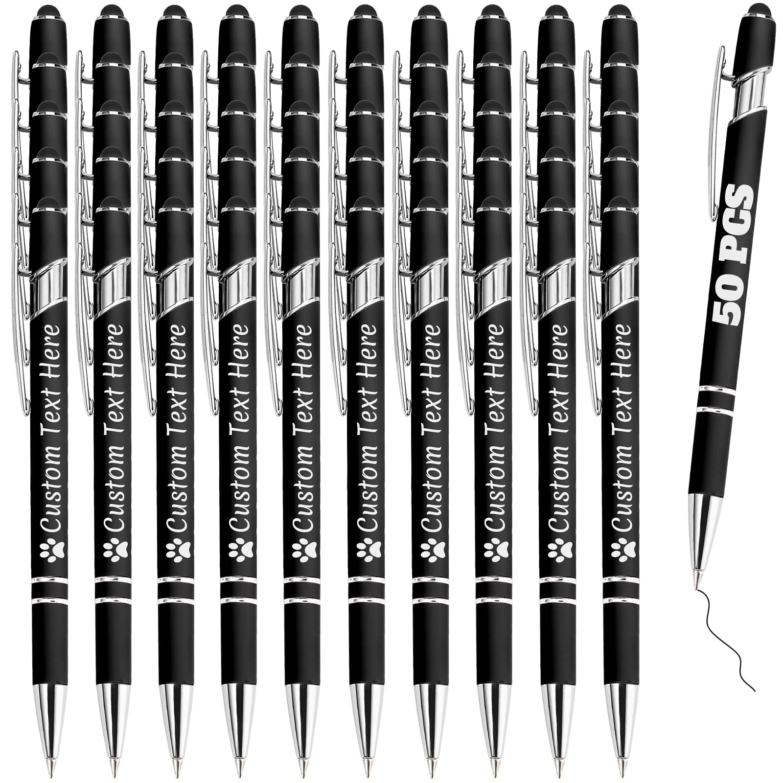Personalisierte Kugelschreiber Mit Stylus – Bis Zu 500 Stück, Mit Gravur, Schwarze Tinte, In Gelb