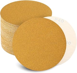 6 Inch Sanding Discs Hook and Loop No Hole, 40 Grit Sandpaper, Da Sandpaper for Automotive and Woodworking, 100 Pack