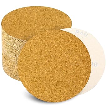 Keeimp 6 Inch Sanding Discs Hook and Loop No Hole, 40 Grit Sandpaper, Da Sandpaper for Automotive and Woodworking, 100 Pack