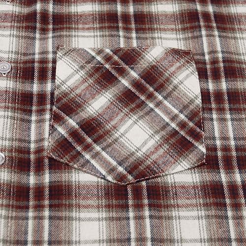 Vista 5 de Camisa sin mangas a cuadros para hombre, camisas vaqueras con botones