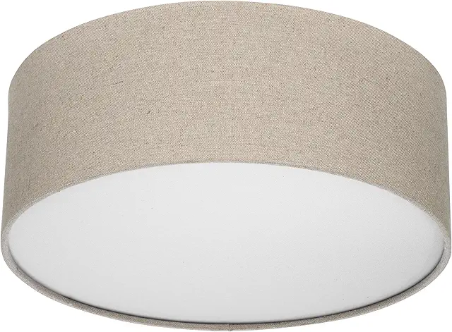 REV LED Ceiling Light - Vintage Taupe Fabric Shade for Bedroom, Living Room, Kitchen
