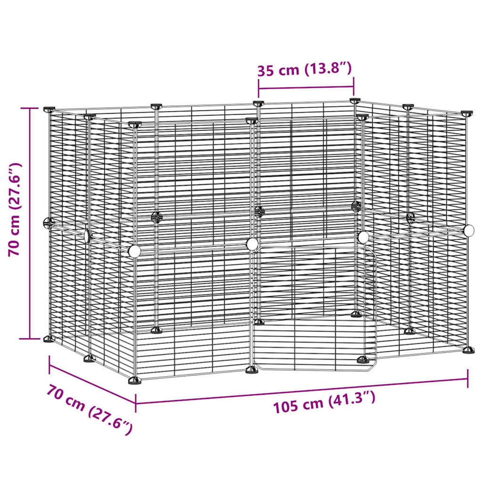 ShGaxin Jaula para Mascotas de 20 Paneles Puerta, Jaula Cobaya, Jaulas para Conejos, Recinto para Conejos, Valla para Mascotas, Parque para Conejos, Cosas para Conejos, Acero Negro 35x35 cm