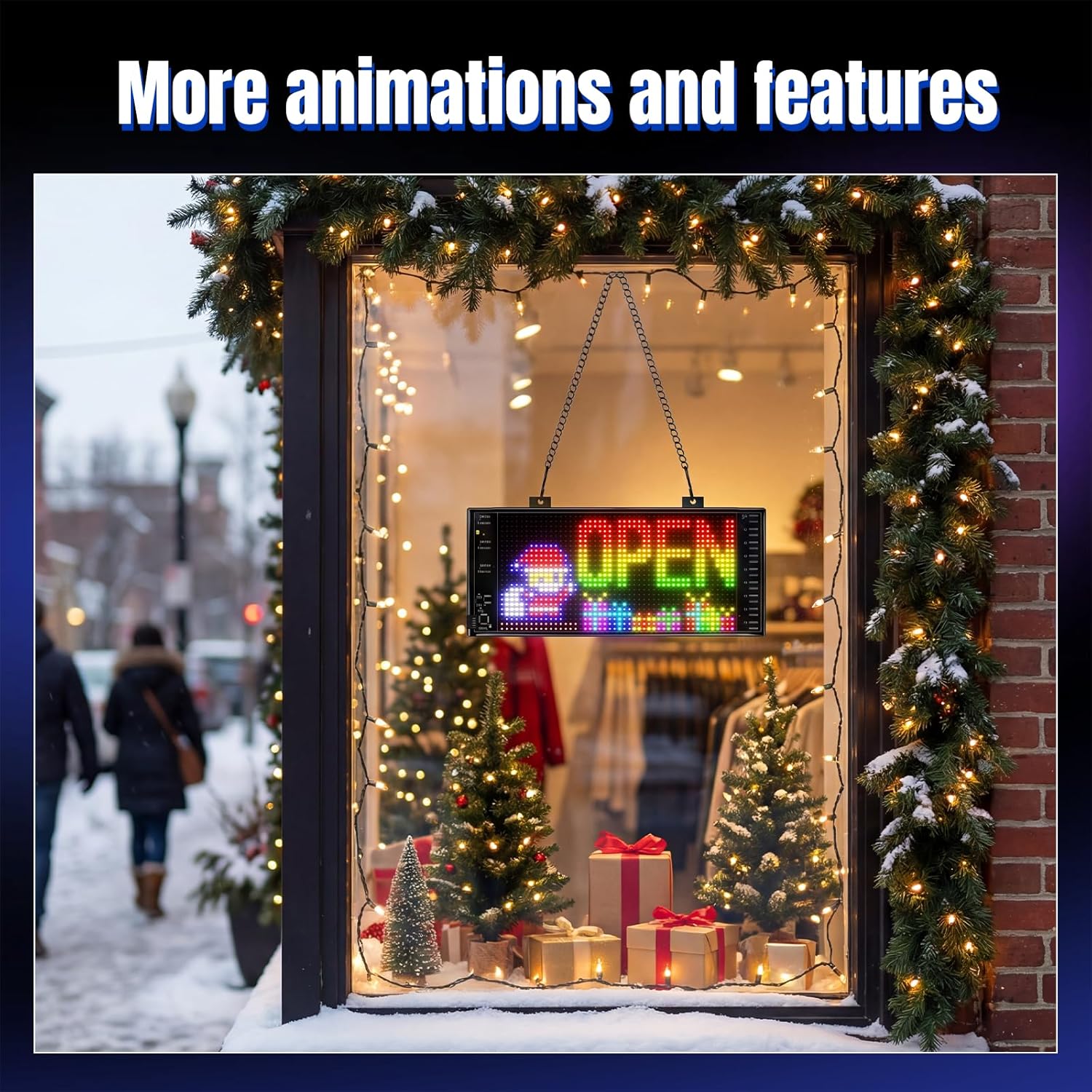 LED Open Sign with Programmable Display, Bluetooth App Control, Multiple Dynamic Effects, for Shop Windows, Cafes, Bars