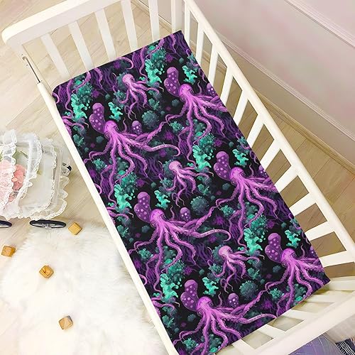 Miniatura 6 de Fitted Crib Sheets Aqua Sea Octopus Baby Crib Sheets for Boy & Girl Toddler Mattress Sheets 21216776