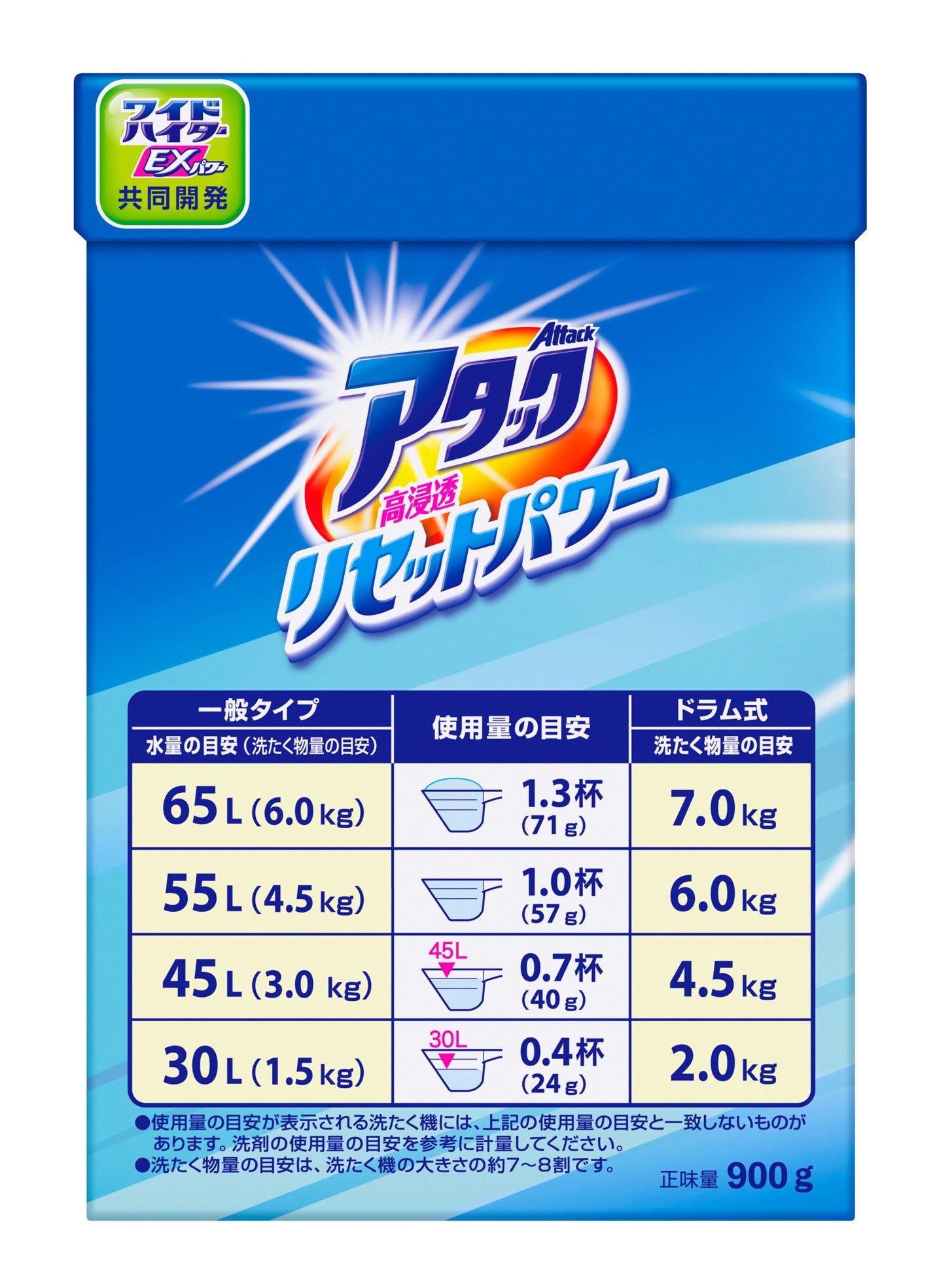 Amazon.co.jp: アタック 洗濯洗剤 粉末 高浸透リセットパワー 900g