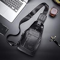 Vista 14 de LUKZIJAES Bolso bandolera de cuero genuino para hombre marrón (#1-Brown)