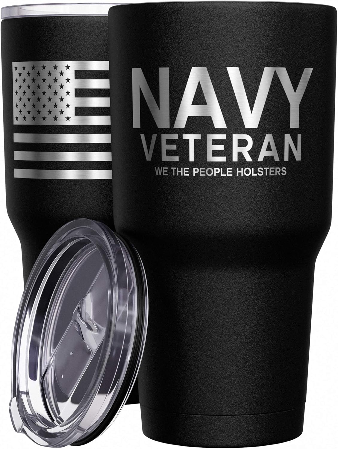 We The People Holsters - Navy Veteran Travel Mug - American Flag Coffee Tumbler - Military Double Insulated Tumbler - 30 oz