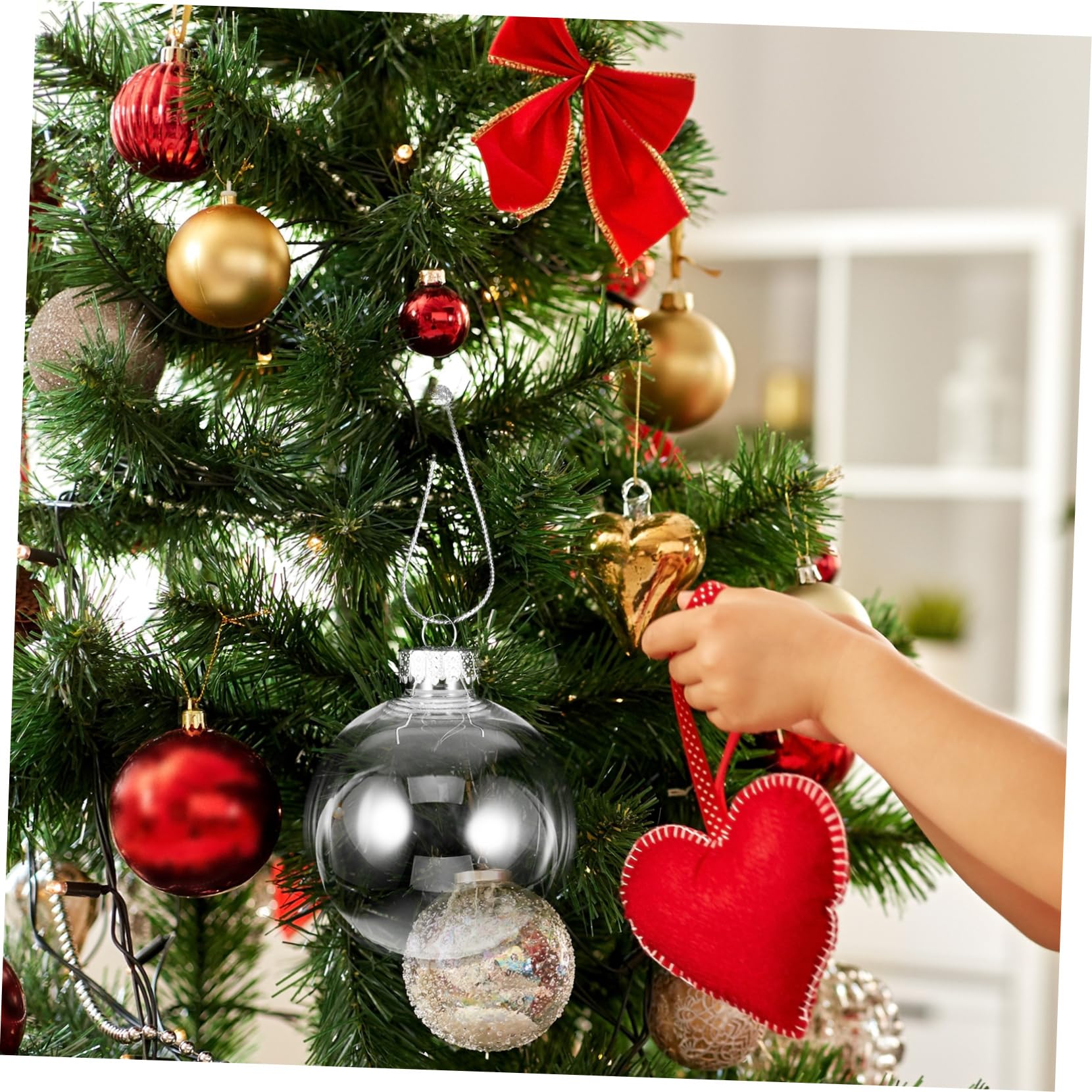 Cabilock 20piezas Colgante de Bola Navideña Transparente y Rellenable para Adornos de Árbol de Navidad Decoración Festiva de Fiestas