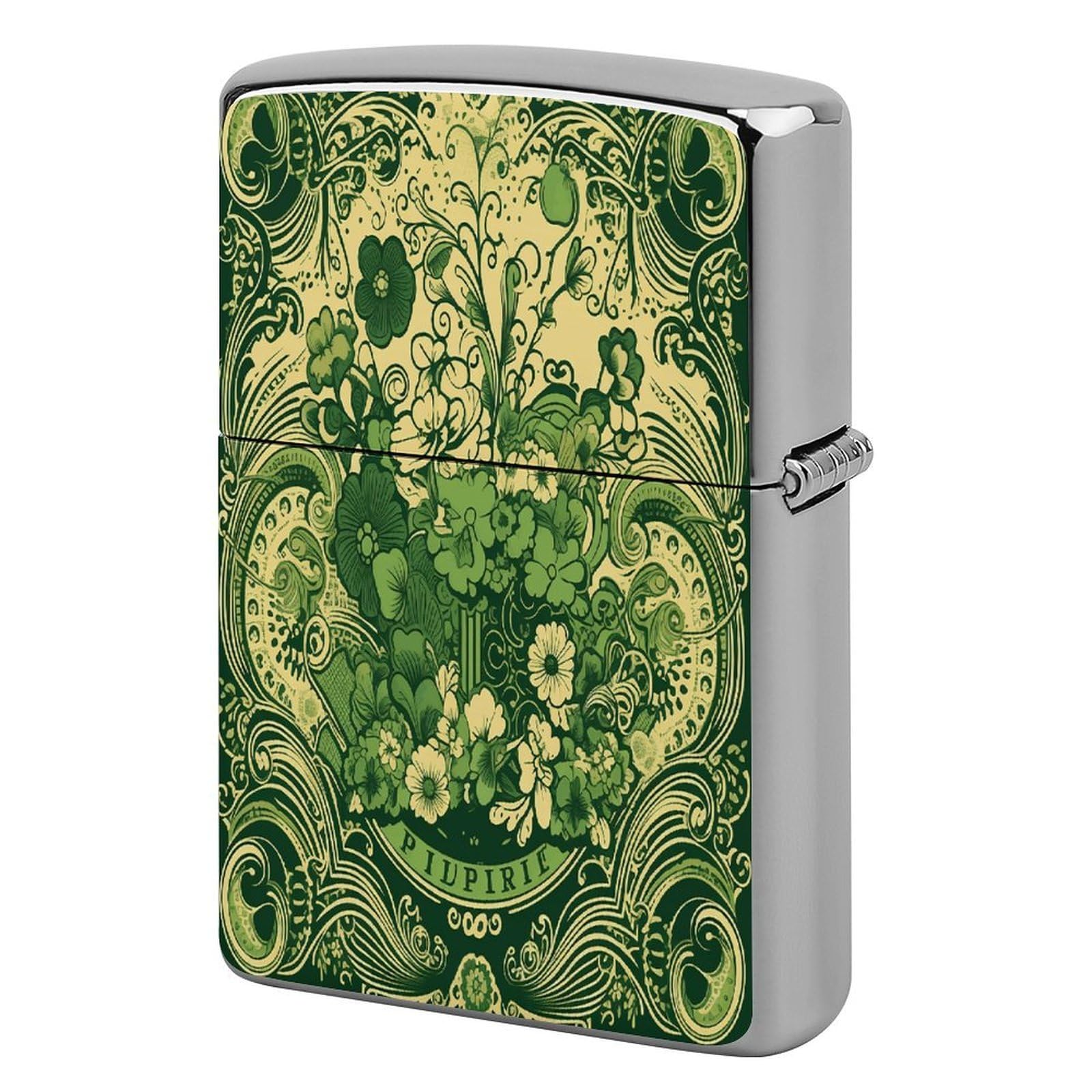 Btcowzrv Style Green Pattern Metal Lighter Case Sleeve Cover Holder