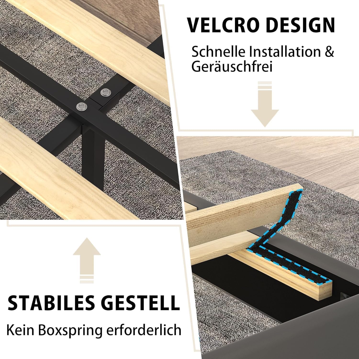 VECELO Polsterbett 90x200 cm mit Lattenrost Rückenlehne, Hautfreundlicher Samtstoff, Bett Einzelbett Jugendbett(Ohne Matratze), Legierter Stahl, Grau