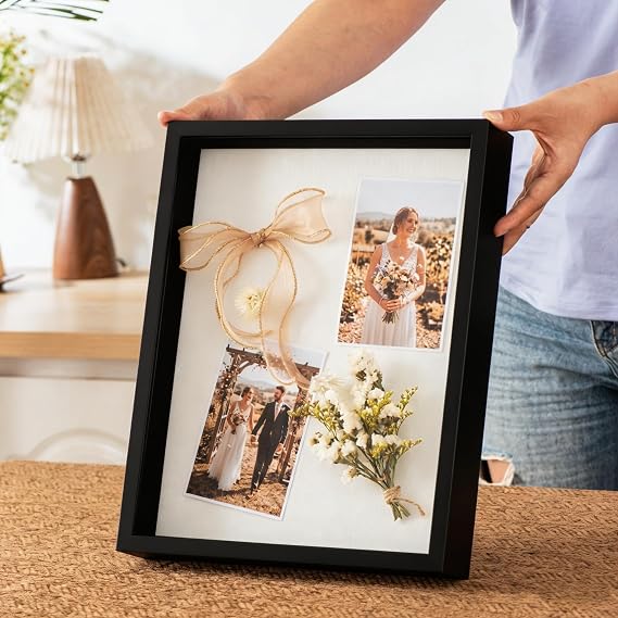 11x14 Inch Shadow Box Frame with Real Glass & Soft Linen Back