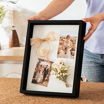 11x14 Inch Shadow Box Frame with Real Glass & Soft Linen Back