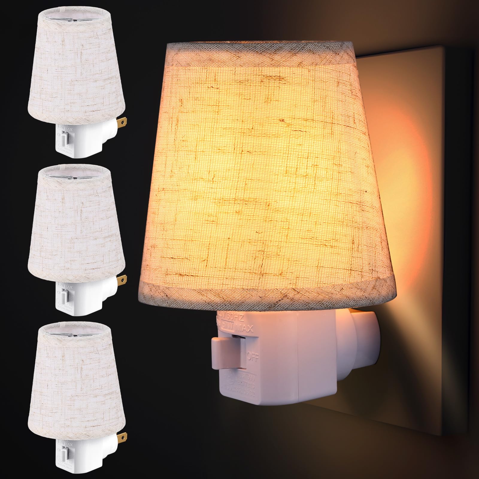 4 Pack Vintage Plug in Night Light with On/Off Switch, Classic