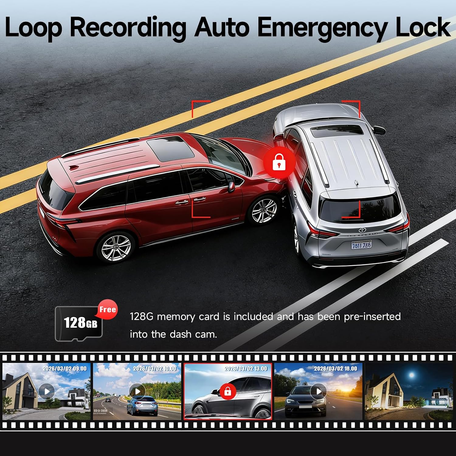 Leadfan 4K Dash Cam for Toyota Sienna Gen4 XL40 2021 2022 2023 2024 2025 2026 LE Limited XLE Platinum XSE etc.,OEM Look,Free 128GB Card, App & WiFi,dashcam with Loop Recording,Collision Detection