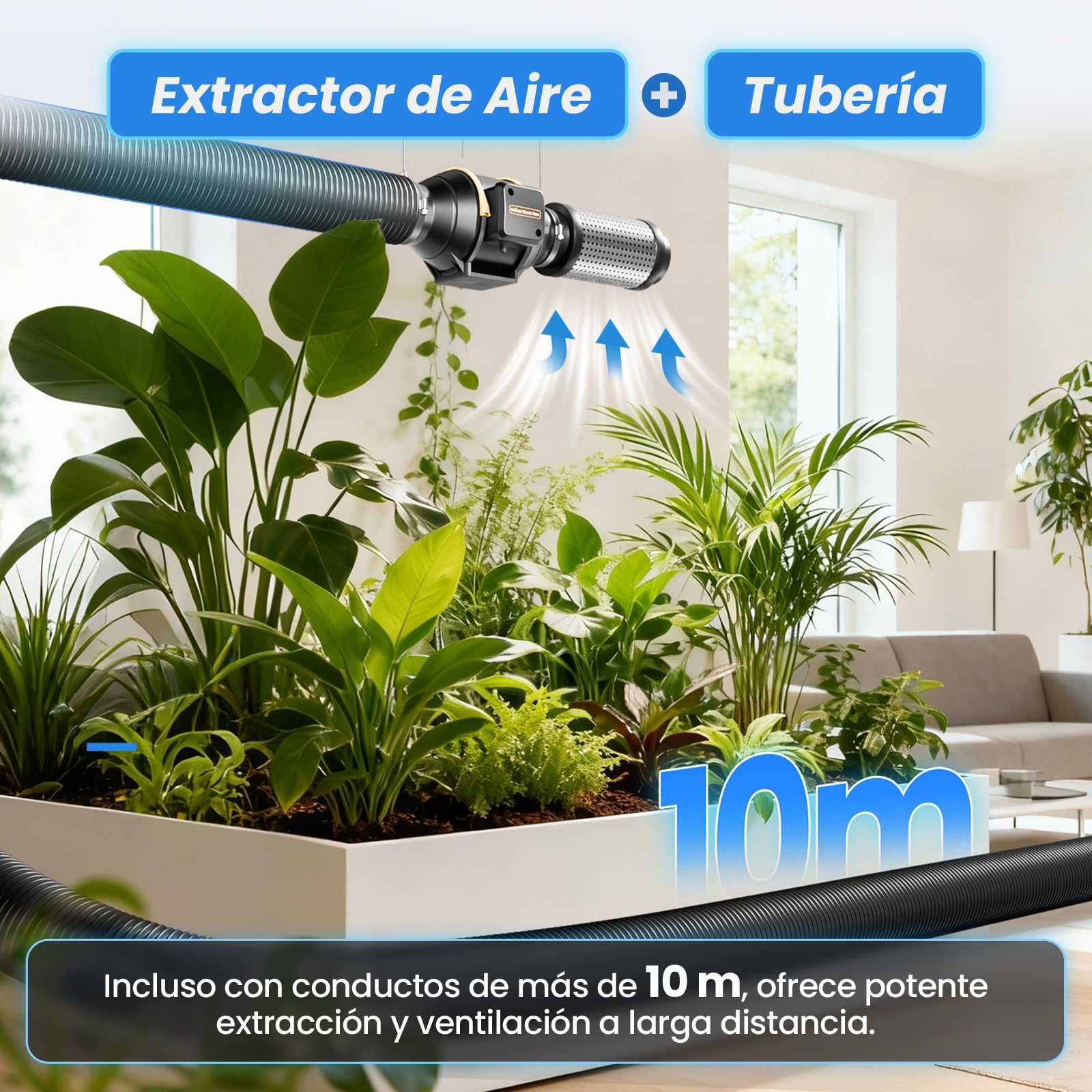 Ventilador de Conducto 100 mm Regulable con Control de Velocidad, Extractor Silencioso en Línea, Motor con Protección contra Sobrecalentamiento, Enchufe UE, Cable 3 m