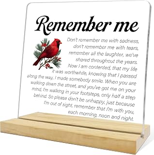 Sympathy Gifts for Loss of Loved One,Remember Me Acrylic Desk Plaque,Memorial Gifts for Office Home Living Room Bedroom Table Shelf Decor