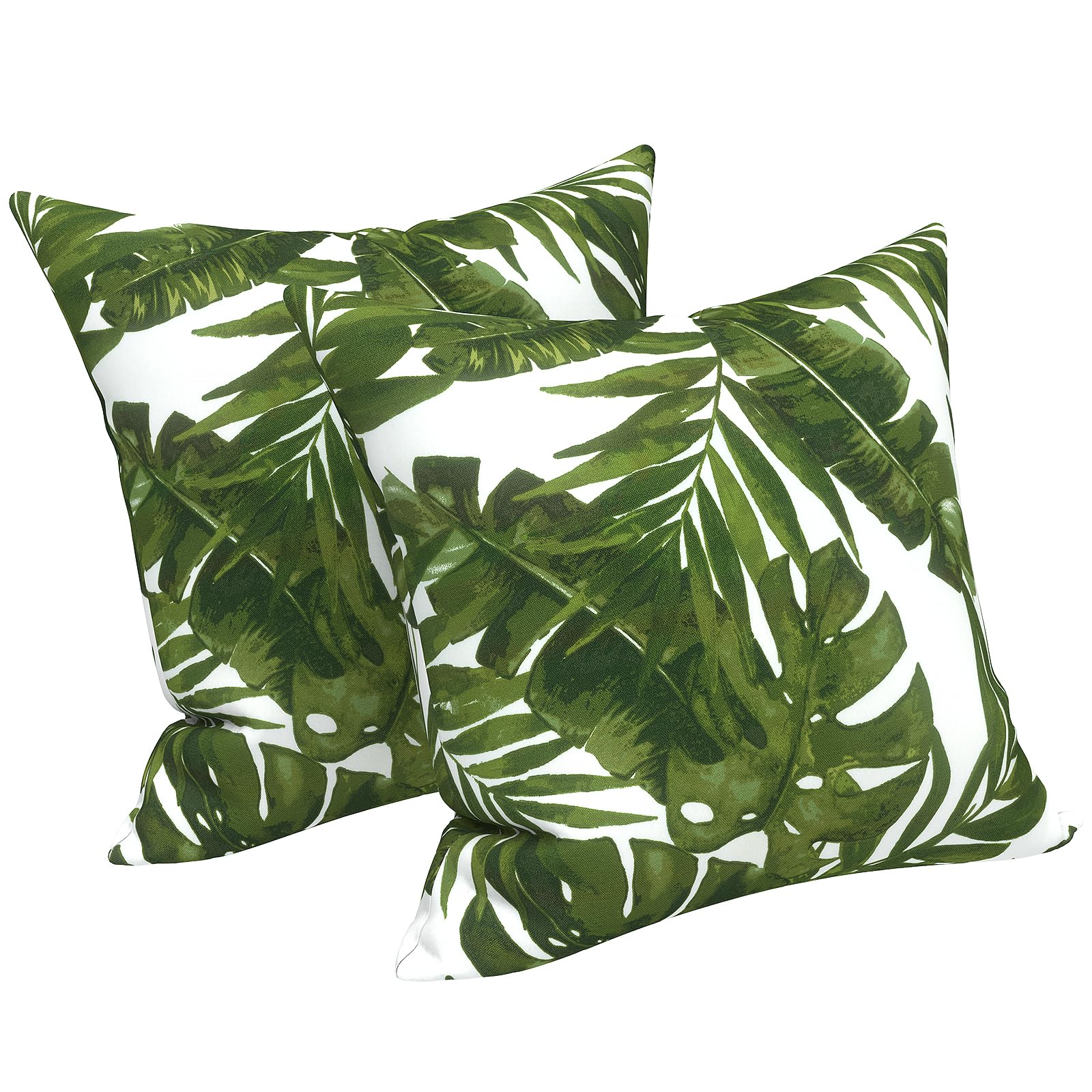 LVTXIII 2 Pack Outdoor Pillow Covers ONLY 18x18 Inch, Water-Repellent Square Decorative Cushion Covers for Patio Furniture, Garden, Sofa, Palm Green