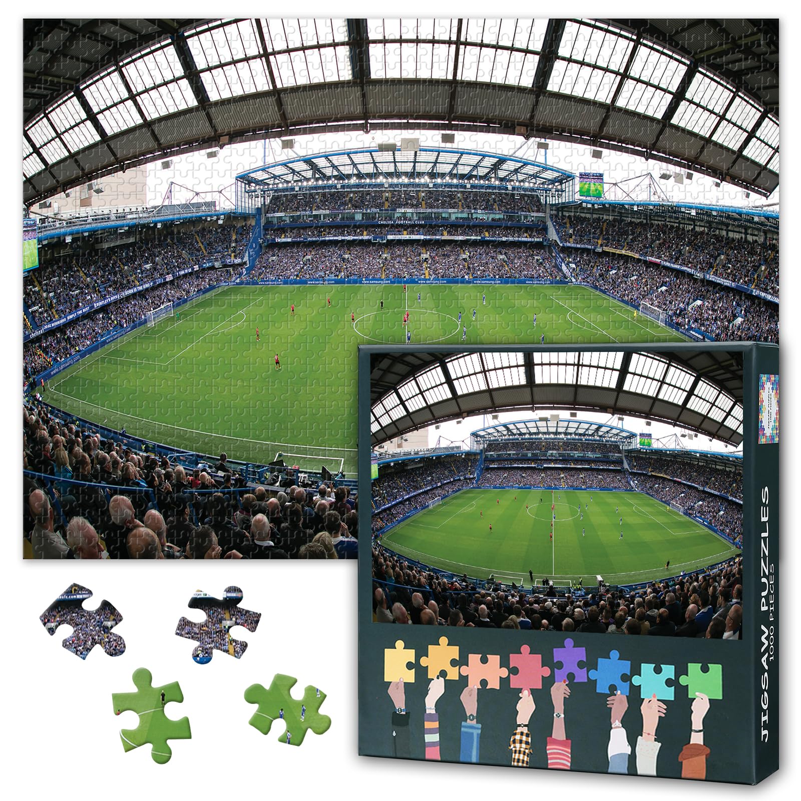 1000-Piece Puzzle - Chelsea Fc Chelsea Football Club Stadium, Sport Match 50x70cm Collectible Literary Art for Wall Decor, Puzzles Family Challenge Night & Adults