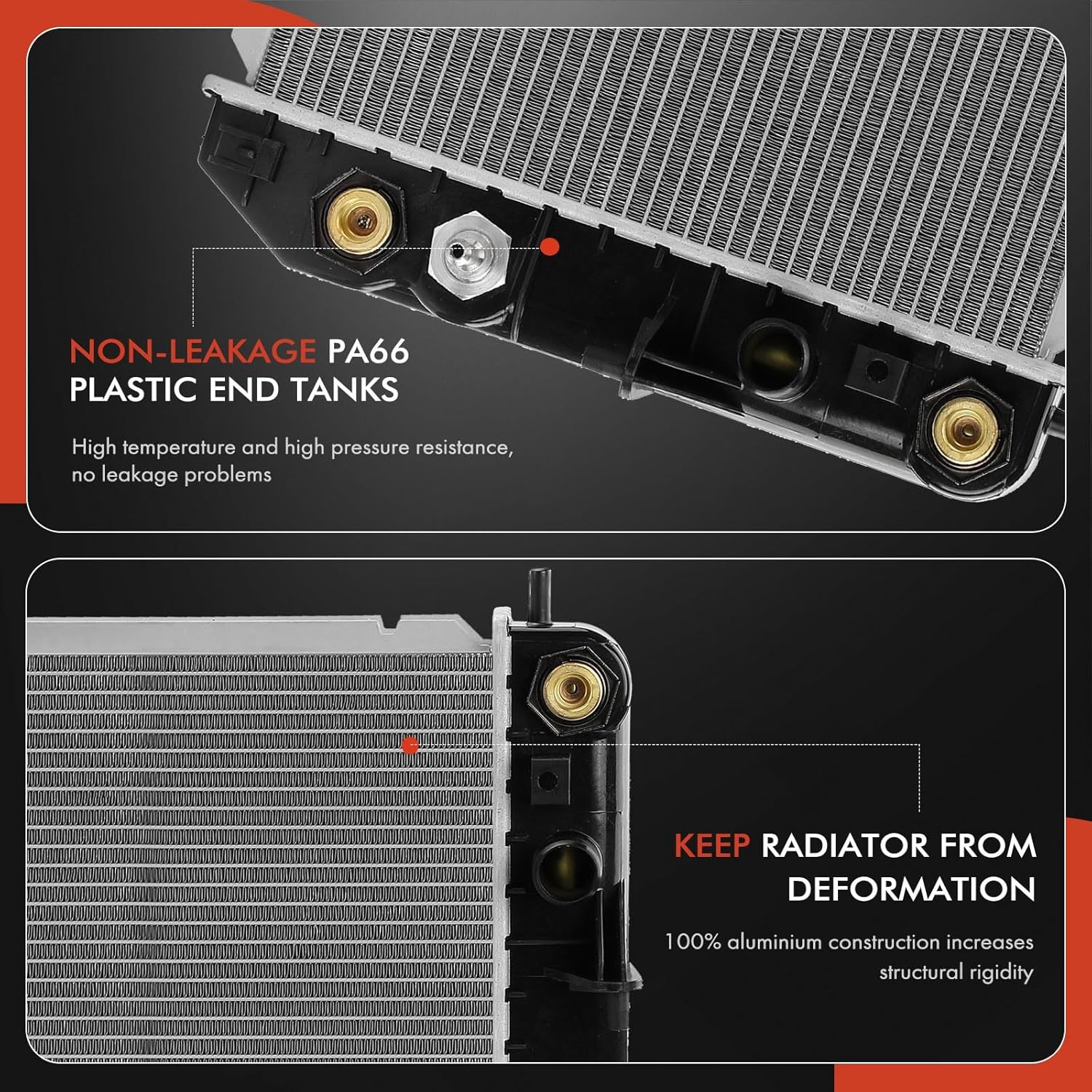 A-Premium Engine Coolant Radiator with Transmission Oil Cooler Compatible with Cadillac DeVille Base DTS 2000 V8 4.6L, Automatic Trans. Replace# 52487015