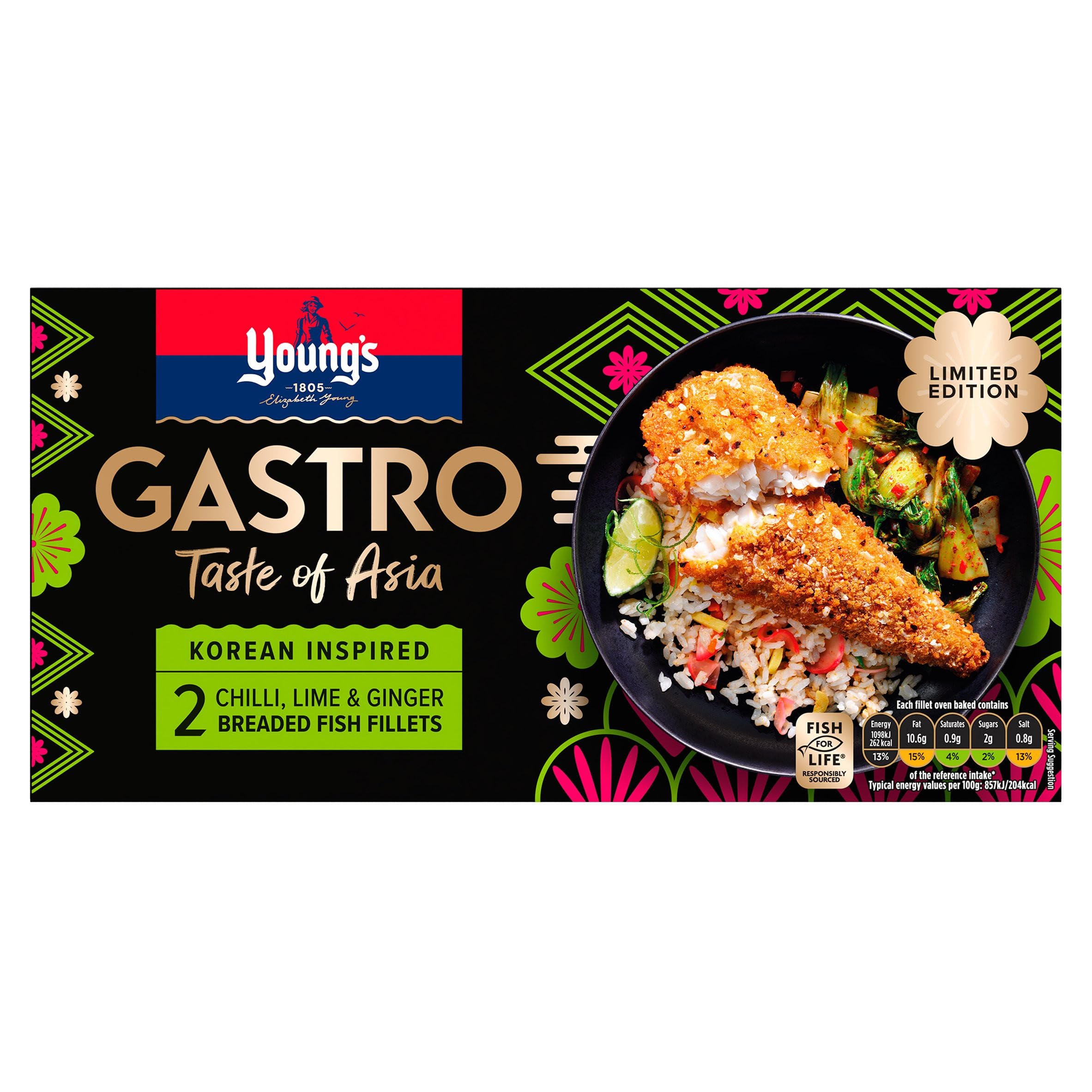 Young's Gastro 270g Taste Of Asia Chilli, Lime & Ginger Fish