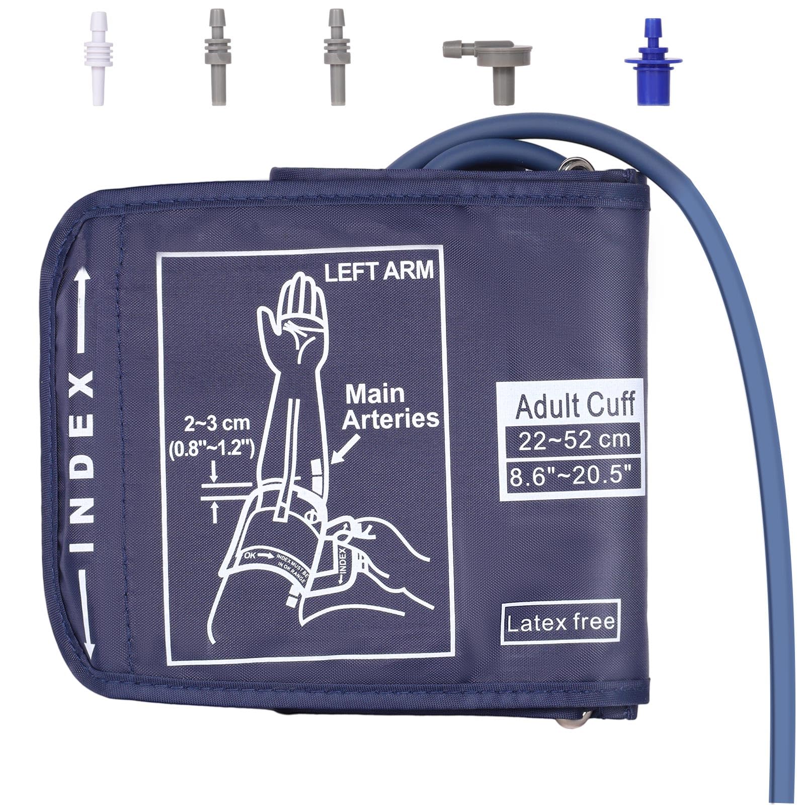 Extra Blood Pressure Cuff Replacement, Large Comfortable Cuff for 22-52 CM Arm Cuff with 5 Connections, Cuff Compatible with Omron Oxipro etc BP Monitors (L: 8.7-20.5 inch)