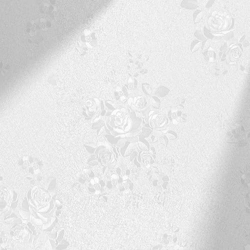 Erfoni Papel tapiz blanco en relieve para despegar y pegar, papel de contacto floral texturizado de 17.7 x 78.7 pulgadas, papel tapiz autoadhesivo