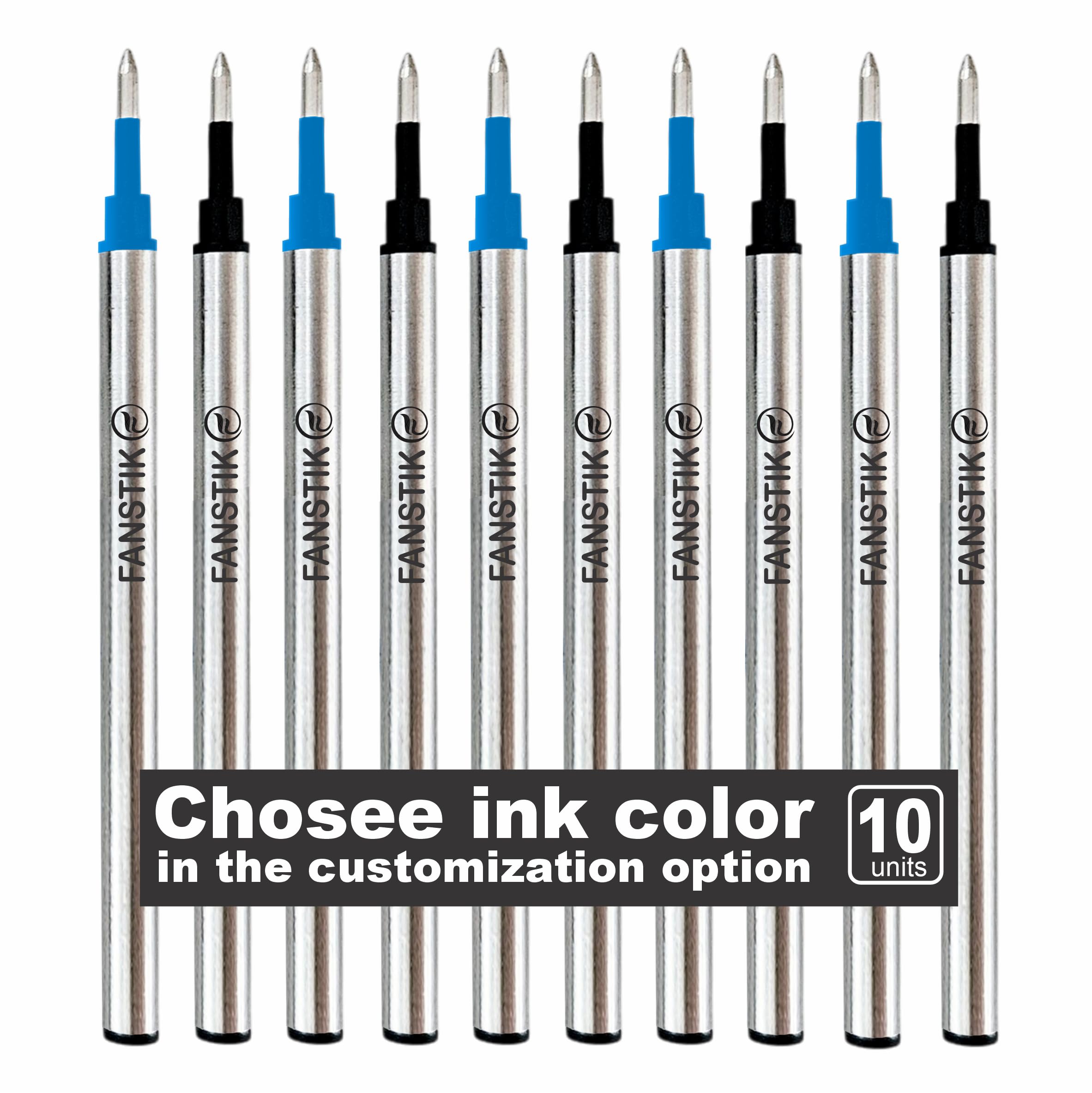 Replaceable Rollerball Pen Refills, (Made in USA) Black, Blue, Black & Blue Ink Refill Pa…