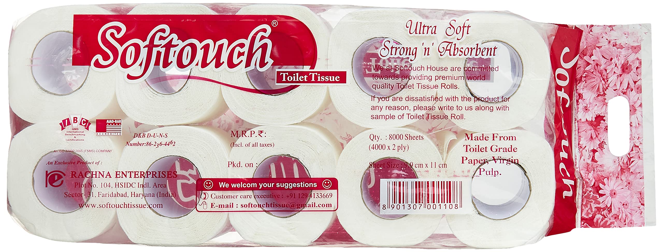 Softouch 2 Ply Toilet Paper Tissue Roll Family Pack 10-in-1 (240 Sheets Per roll) - Image 6 thumbnail