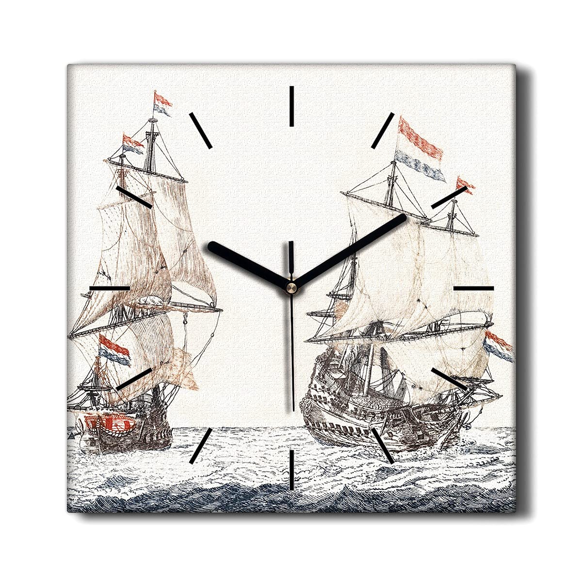 Horloge sur Toile Silencieuse pour Salon Coloray 30x30cm : Fini le Bruit avec Décoration Mer