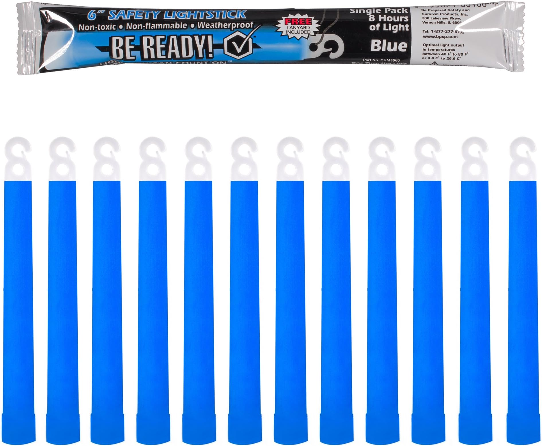 Be Ready12 Pack Blue Chemical Light Industrial Glow Sticks - Blue