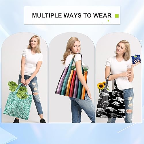 Vista 12 de BeeGreen Bolsa de viaje plegable reutilizable para regalo, bolsas de comestibles reutilizables, grandes regalos de vacaciones, bolsa de tela