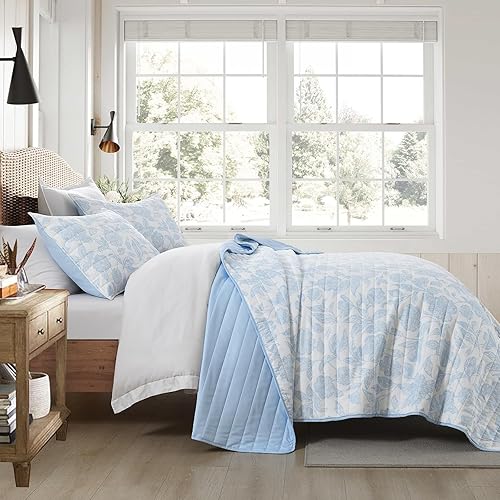 Miniatura 3 de HORIMOTE HOME Juego de edredón de plantas tropicales, tamaño Queen, 3 piezas, hojas de palmera azul, estilo selva, juego de ropa de cama reversible