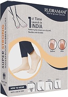 Silicon Anti Heel Full Length Rubber Socks Waterproof Moisturizing Heel Peny Socks Pain Relief Foot Care Protector Foe Men & Women - (Size-Medium)(7-8-9) Beige Pack of 1-picture-11
