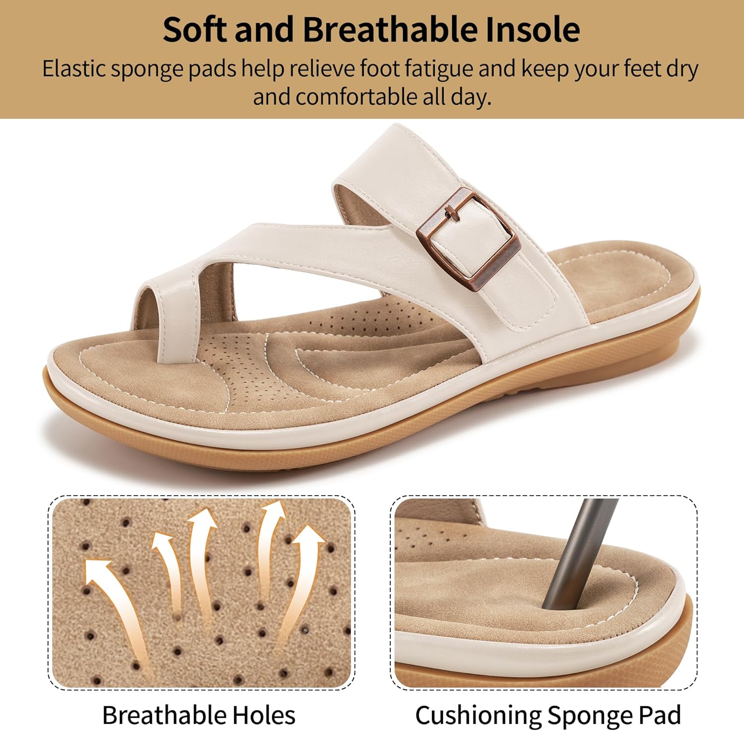 Ablanczoom Womens Sandals Summer Comfortable Dressy Flat Slides 2026 - Ladies Orthopedic Casual Walking Sandal - Image 5